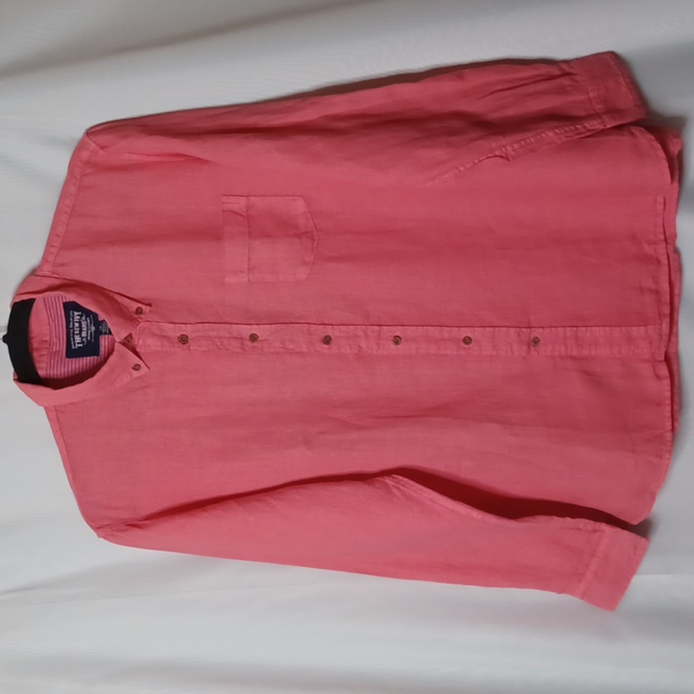 THE NEW IVY BRAND Vintage Classic Linen Orange Button Down Shirt. XXL